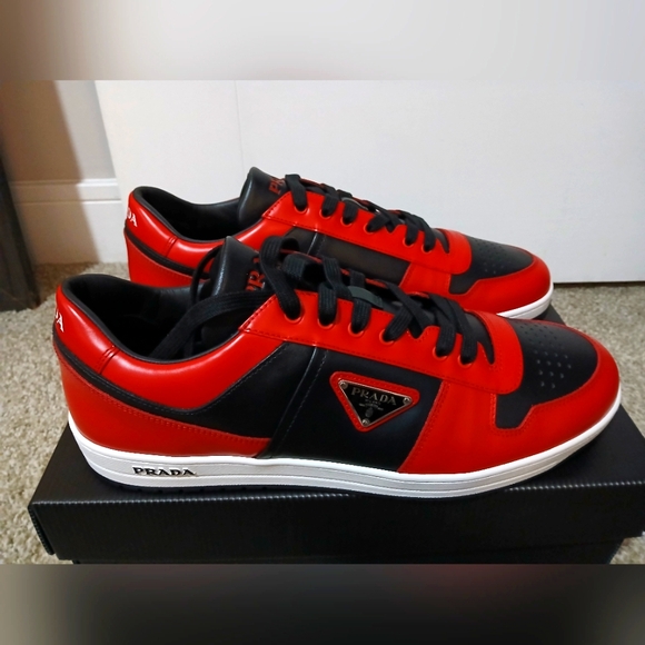Prada Men's Downtown Premium Leather Sneakers - Picture 1 of 7